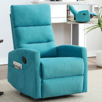 Manual Recliner Chair with Rocker and Swivel, Breathable Fabric Reclining Chair, Recliners for Small Spaces