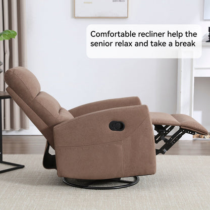 Manual Recliner Chair with Rocker and Swivel, Breathable Fabric Reclining Chair, Recliners for Small Spaces