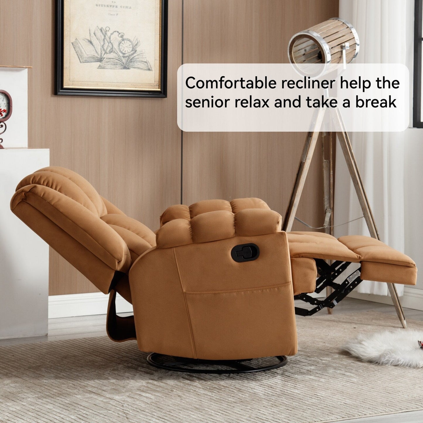 Manual Recliner Chair with Rocker and Swivel