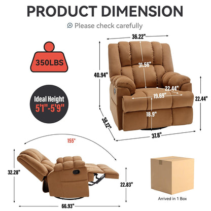 Manual Recliner Chair with Rocker and Swivel