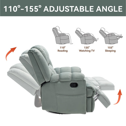 Manual Recliner Chair with Rocker and Swivel
