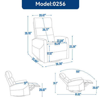 Manual Recliner Chair with Rocker and Swivel