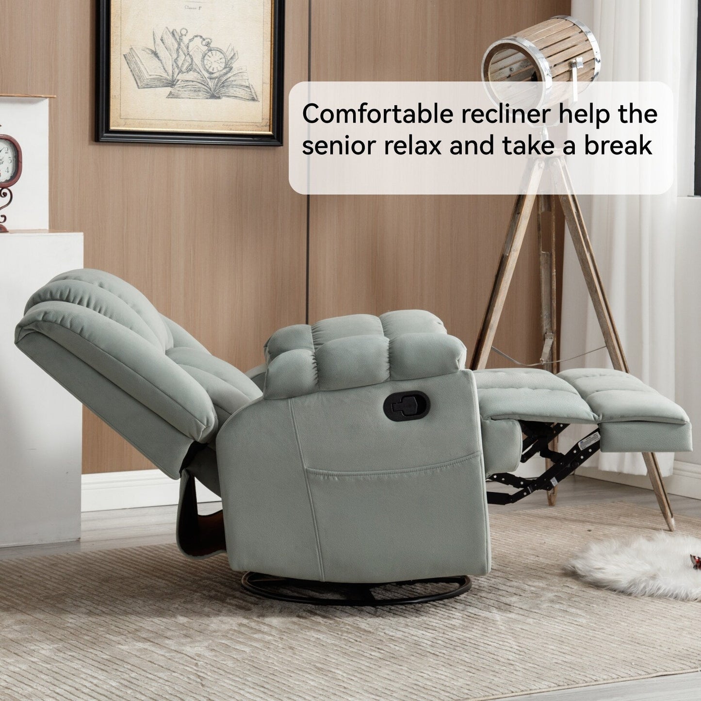 Manual Recliner Chair with Rocker and Swivel