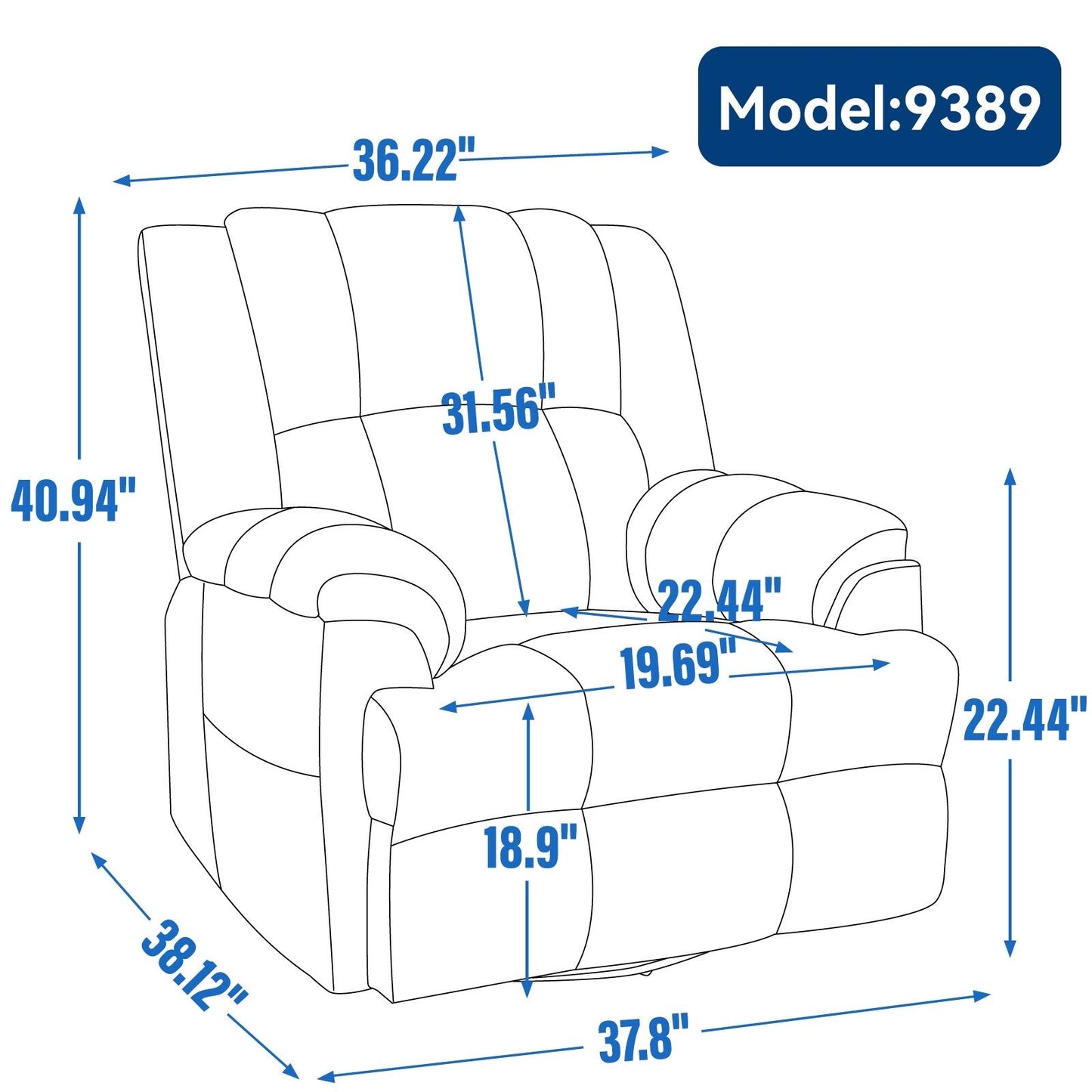 Manual Recliner Chair with Rocker and Swivel