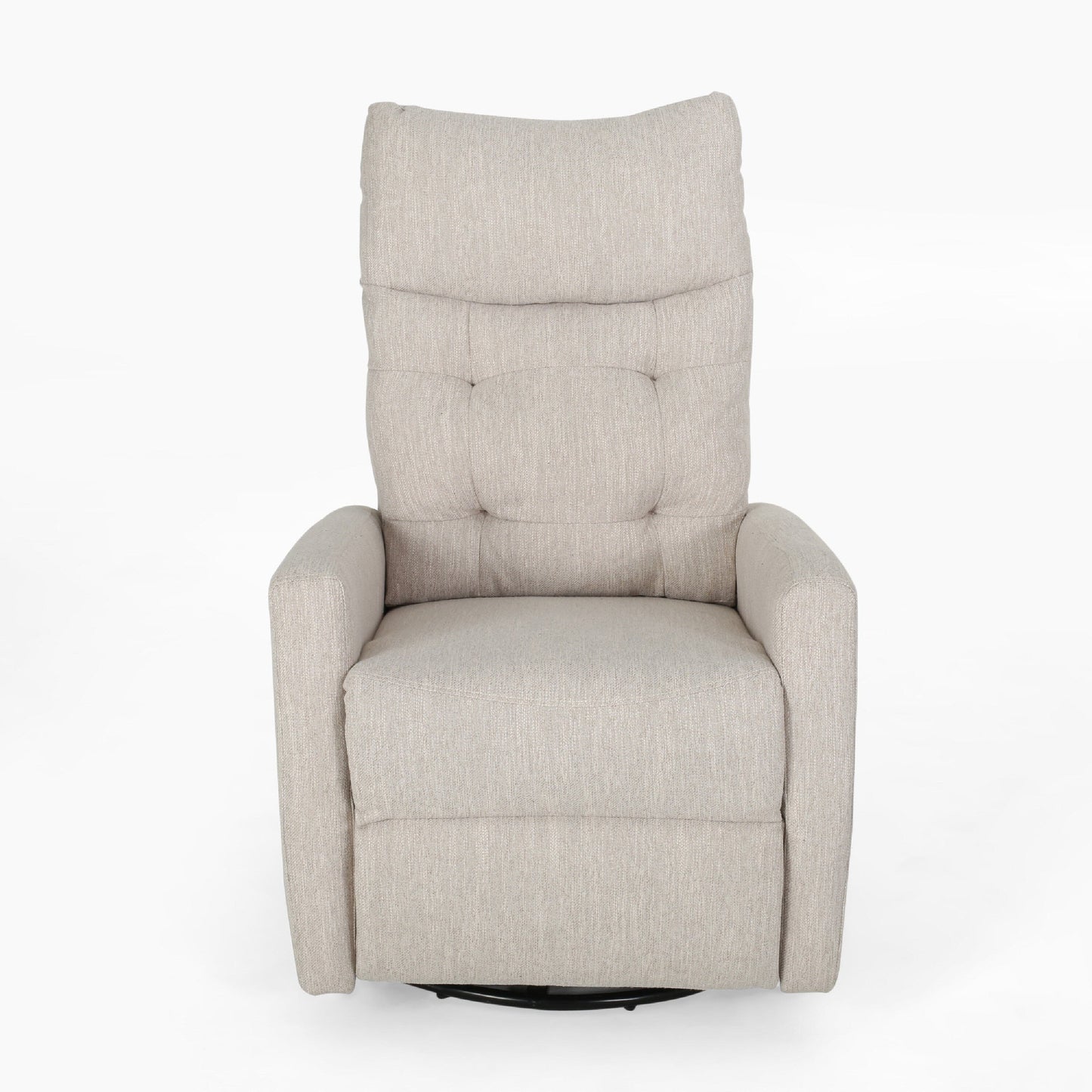 Manual Recliner Chair, Glider and Swivel Mechanism, Beige Fabric