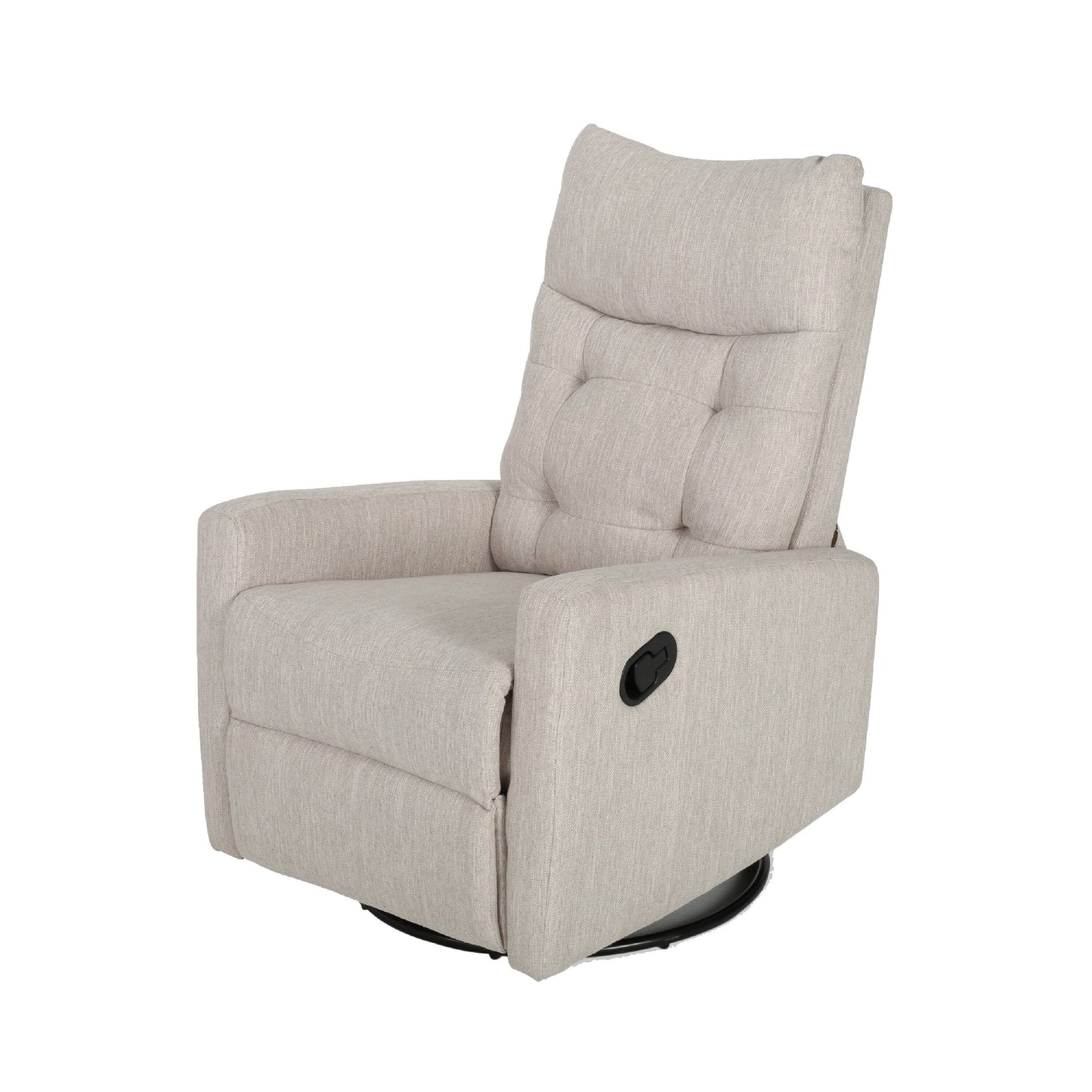 Manual Recliner Chair, Glider and Swivel Mechanism, Beige Fabric