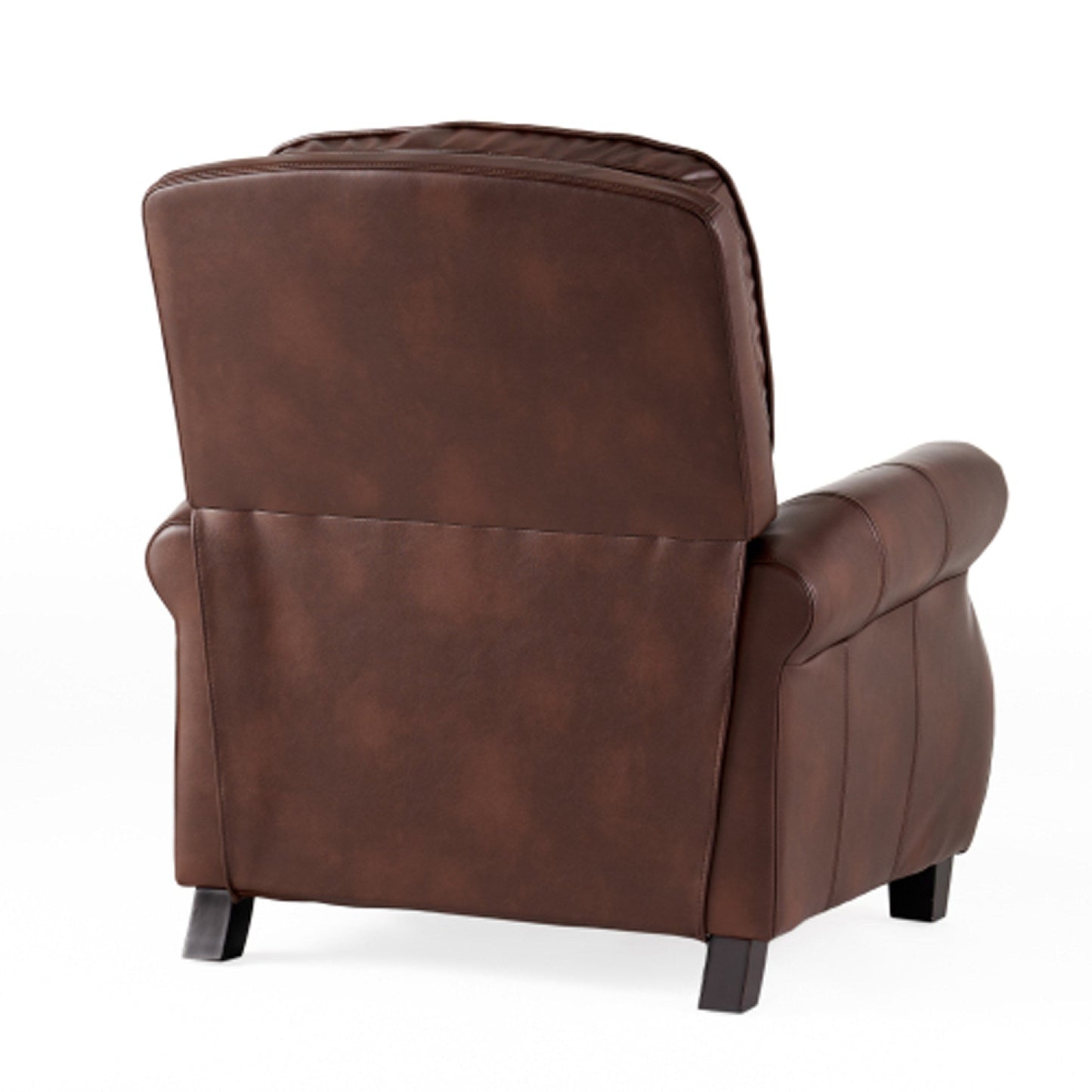 Manual Recliner Chair, Push Back Design, Classic Brown Faux Leather