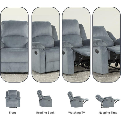 Manual Recliner Chair, Soft Fabric Overstuffed Recliner Single Sofa Chair for Living Room Bedroom