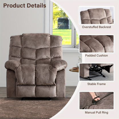 Manual Recliner Overstuffed Breathable Fabric Sofa for Living Room