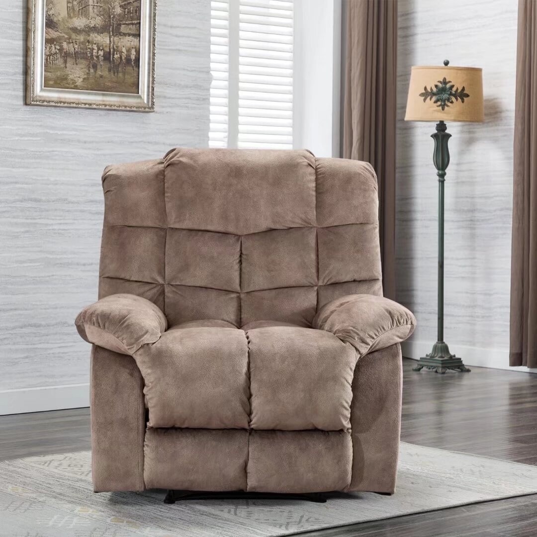 Manual Recliner Overstuffed Breathable Fabric Sofa for Living Room