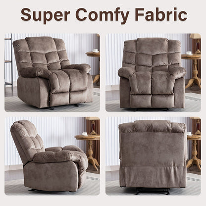 Manual Recliner Overstuffed Breathable Fabric Sofa for Living Room