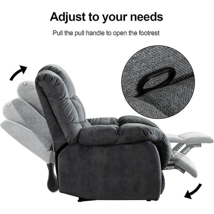 Manual Recliner Overstuffed Breathable Fabric Sofa for Living Room