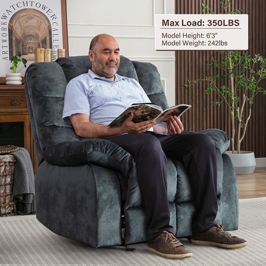 Manual Recliner Overstuffed Breathable Fabric Sofa for Living Room