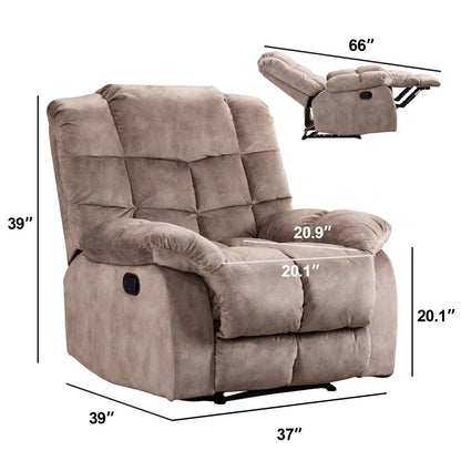 Manual Recliner Overstuffed Breathable Fabric Sofa for Living Room