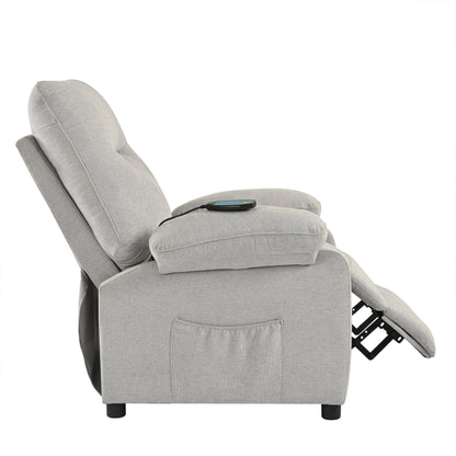 Manual Recliner with Heated Massage, Sturdy Fabric Upholstery, and Portable Design for Living Room Use