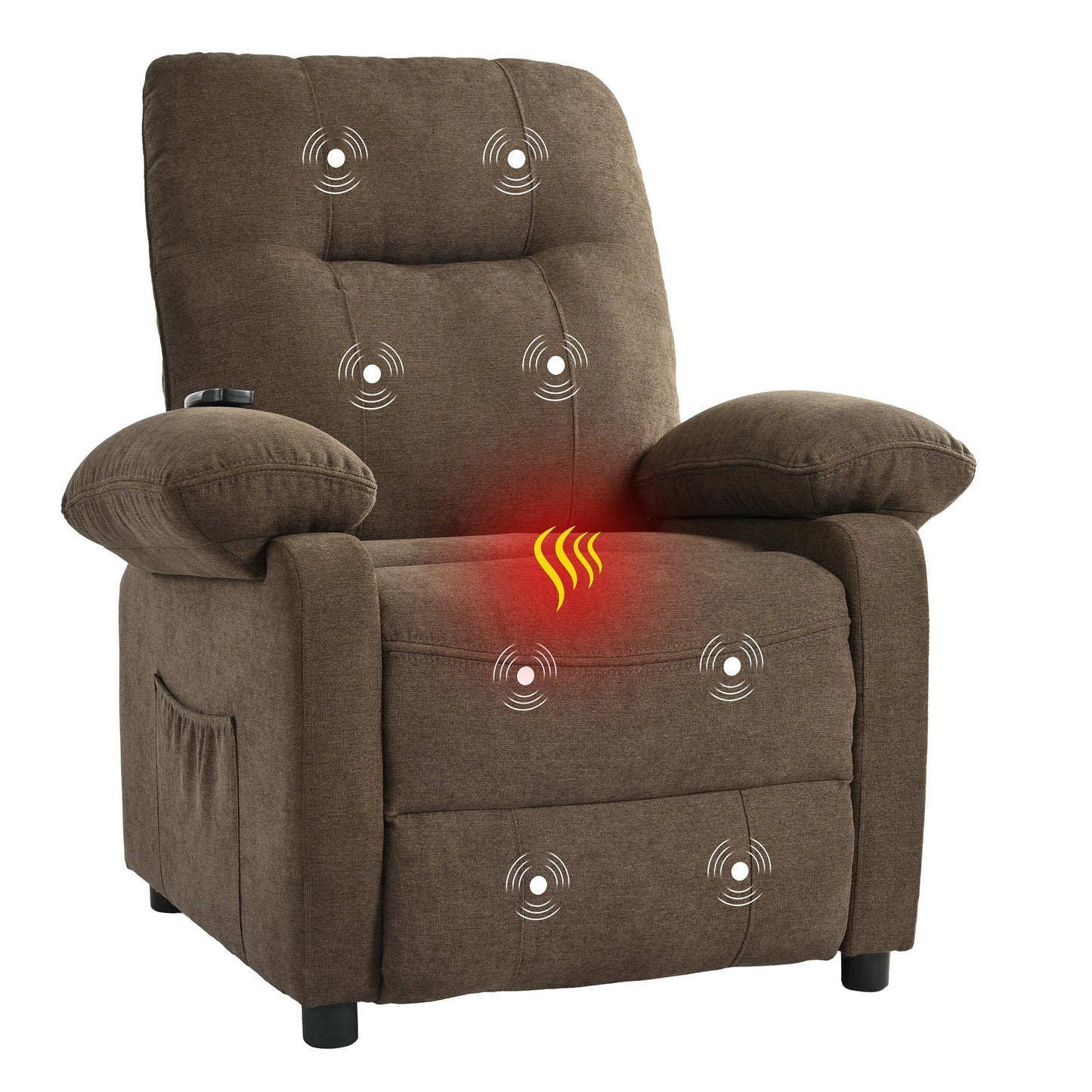 Manual Recliner with Heated Massage, Sturdy Fabric Upholstery, and Portable Design for Living Room Use