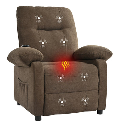 Manual Recliner with Heated Massage, Sturdy Fabric Upholstery, and Portable Design for Living Room Use
