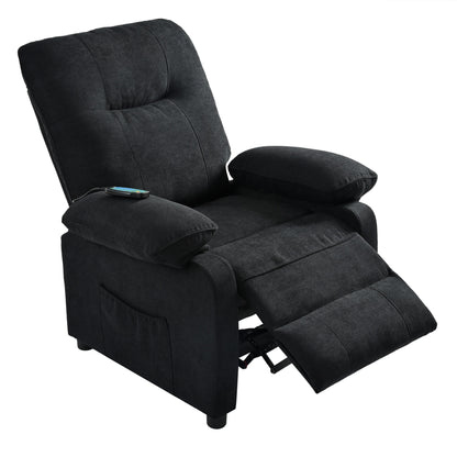 Manual Recliner with Heated Massage, Sturdy Fabric Upholstery, and Portable Design for Living Room Use