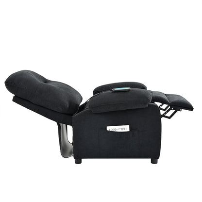 Manual Recliner with Massage and Heating, Sturdy Solid Wood Frame, and Comfortable Fabric Upholstery