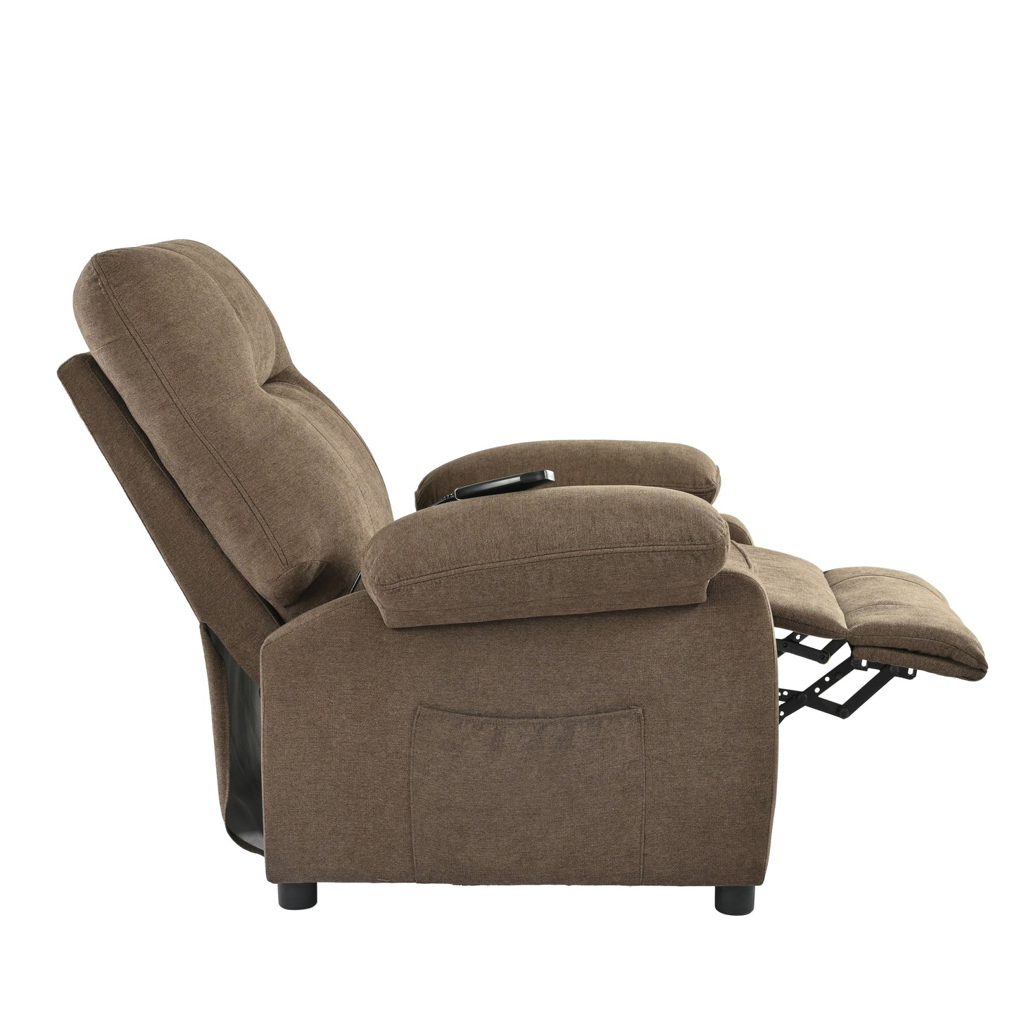 Manual Recliner with Massage and Heating, Sturdy Solid Wood Frame, and Comfortable Fabric Upholstery