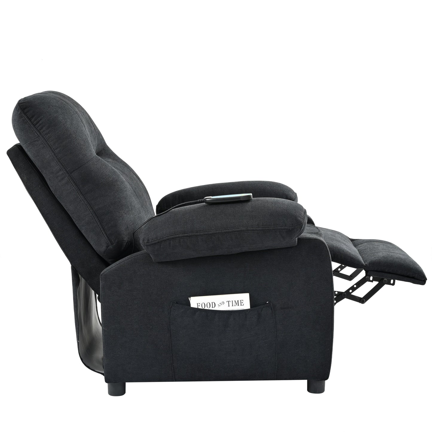 Manual Recliner with Massage and Heating, Sturdy Solid Wood Frame, and Comfortable Fabric Upholstery