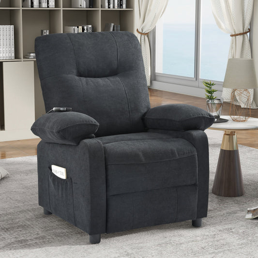 Manual Recliner with Massage and Heating, Sturdy Solid Wood Frame, and Comfortable Fabric Upholstery