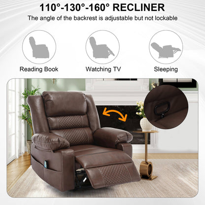 Manual Reclining Chair with 8-Point Vibration Massage, Lumbar Heat, and Durable Wood-Steel Frame for Living Room Comfort