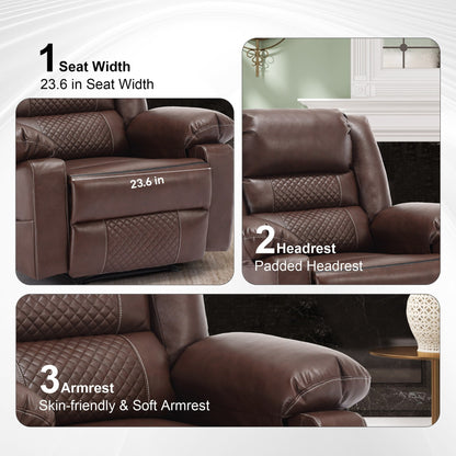 Manual Reclining Chair with 8-Point Vibration Massage, Lumbar Heat, and Durable Wood-Steel Frame for Living Room Comfort