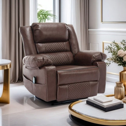 Manual Reclining Chair with 8-Point Vibration Massage, Lumbar Heat, and Durable Wood-Steel Frame for Living Room Comfort