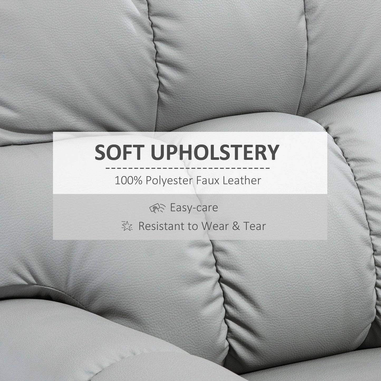 Manual Reclining Rocker Chair with Overstuffed Cushion, Faux Leather Upholstery, 360° Swivel, and Extendable Footrest