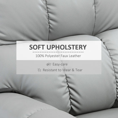 Manual Reclining Rocker Chair with Overstuffed Cushion, Faux Leather Upholstery, 360° Swivel, and Extendable Footrest