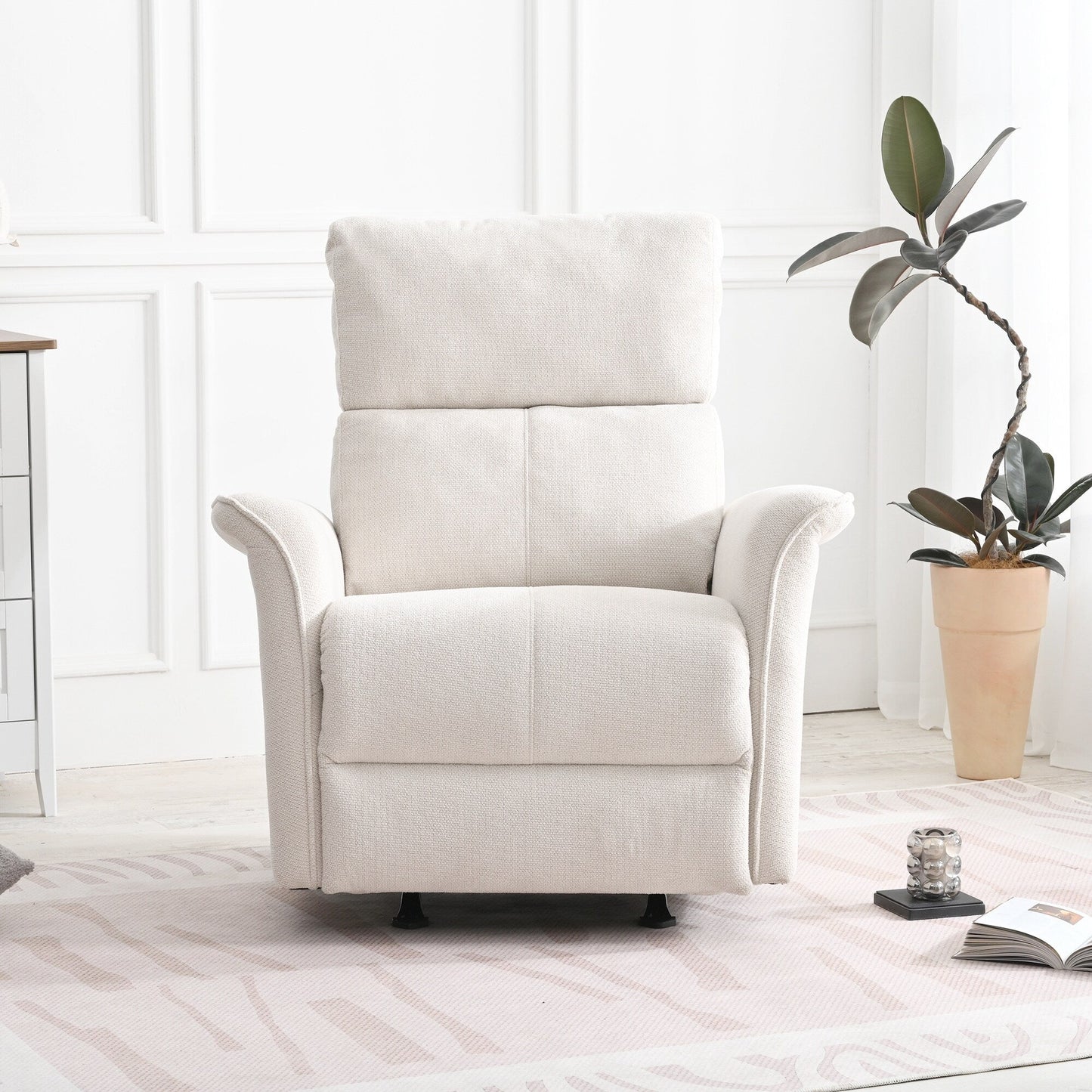 Manual Rocker Recliner Chair For Adults,Manual Rocking Glider Recliner,Fabric Nursery Chair,Single Sofa Recliner,Wide Armrests
