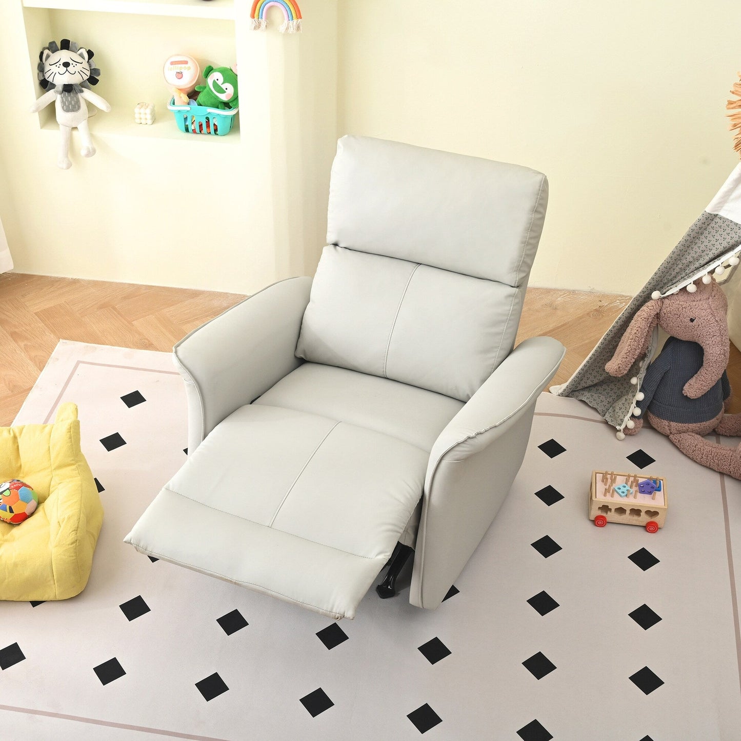 Manual Rocker Recliner Chair For Adults,Manual Rocking Glider Recliner,Fabric Nursery Chair,Single Sofa Recliner,Wide Armrests