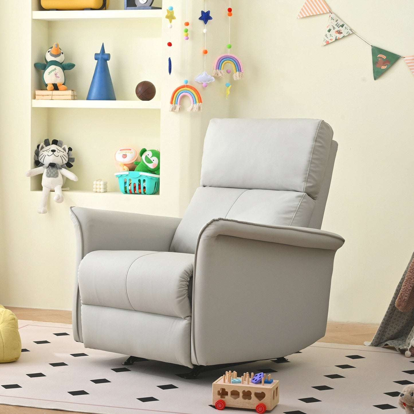 Manual Rocker Recliner Chair For Adults,Manual Rocking Glider Recliner,Fabric Nursery Chair,Single Sofa Recliner,Wide Armrests