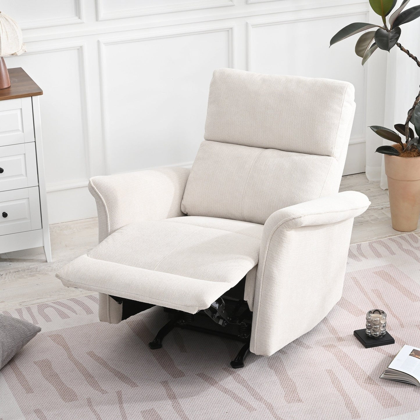 Manual Rocker Recliner Chair For Adults,Manual Rocking Glider Recliner,Fabric Nursery Chair,Single Sofa Recliner,Wide Armrests