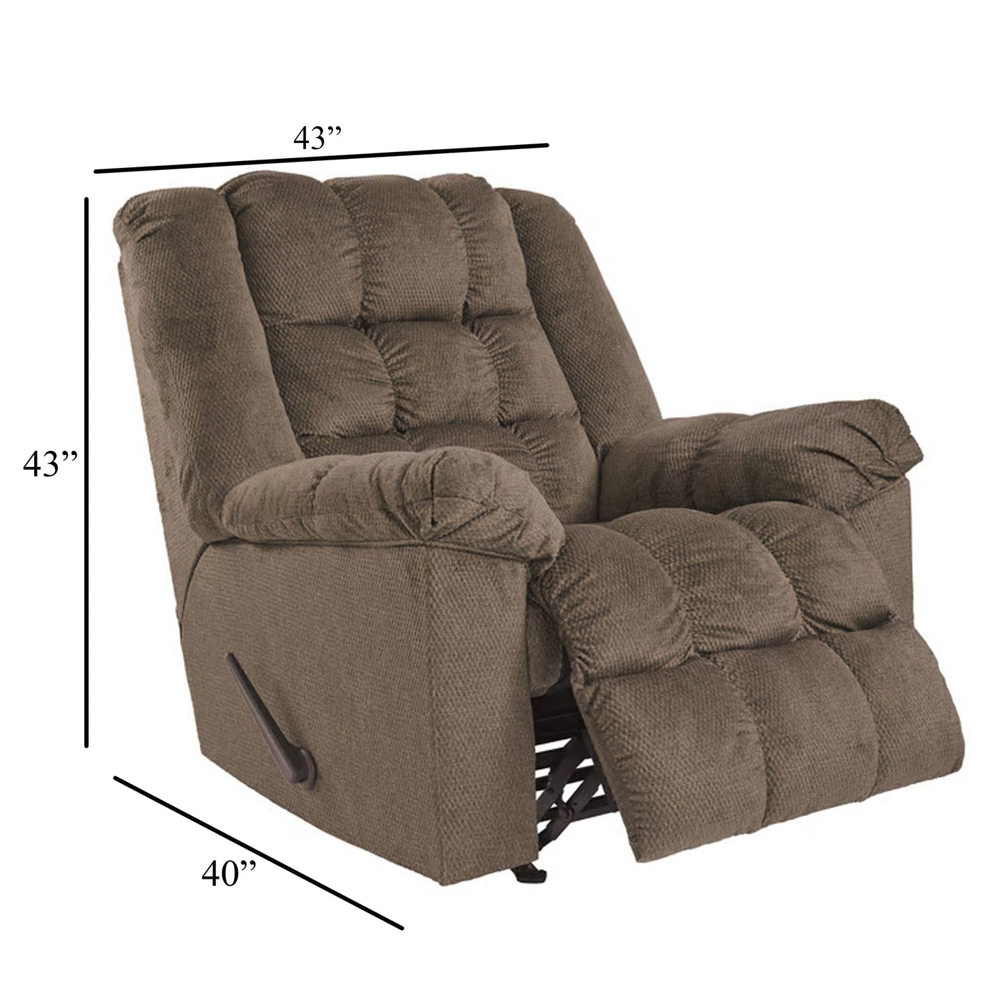 Manual Rocker Recliner Chair, Heat and Massage Function, Autumn Brown