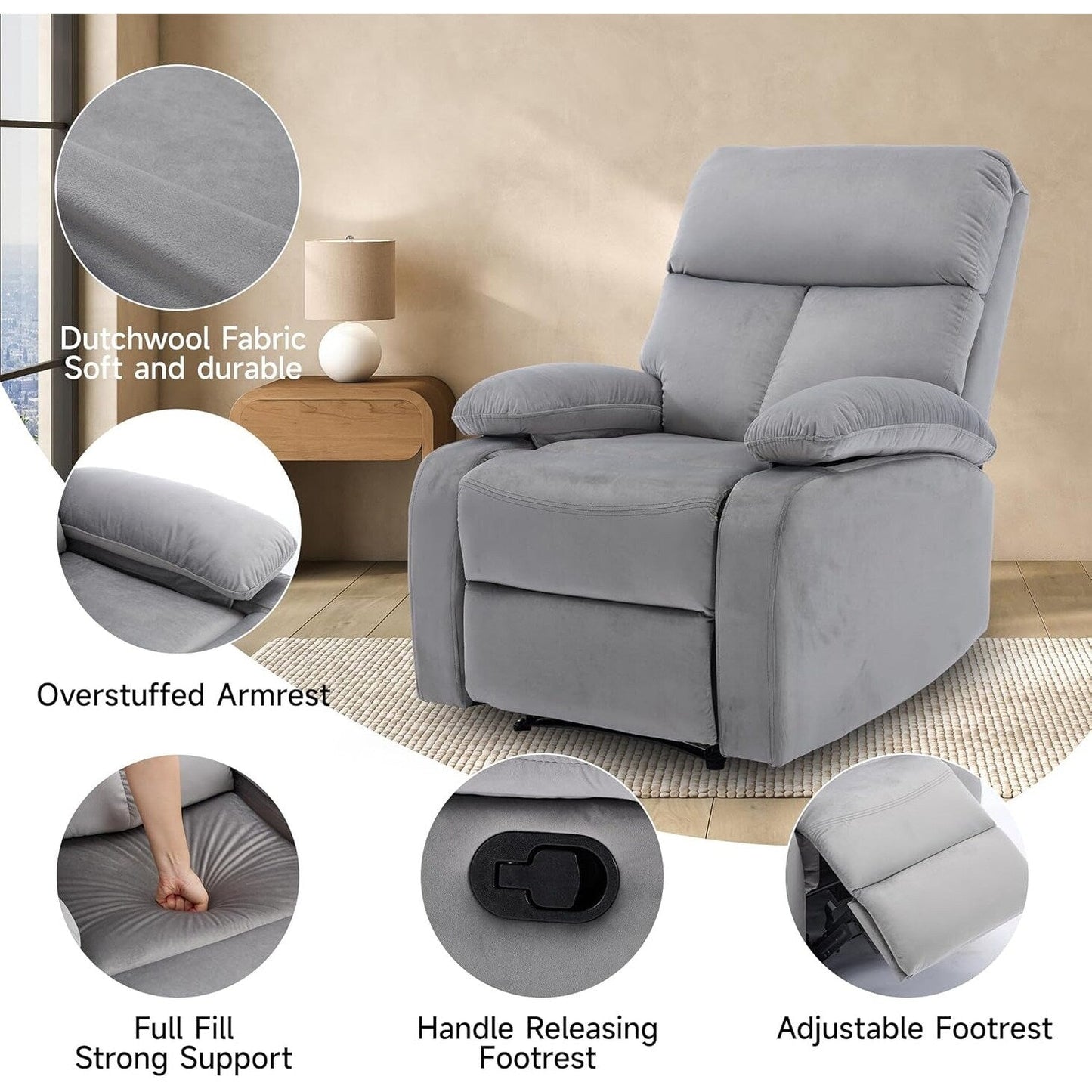 Manual Small Recliner Chair for Adults