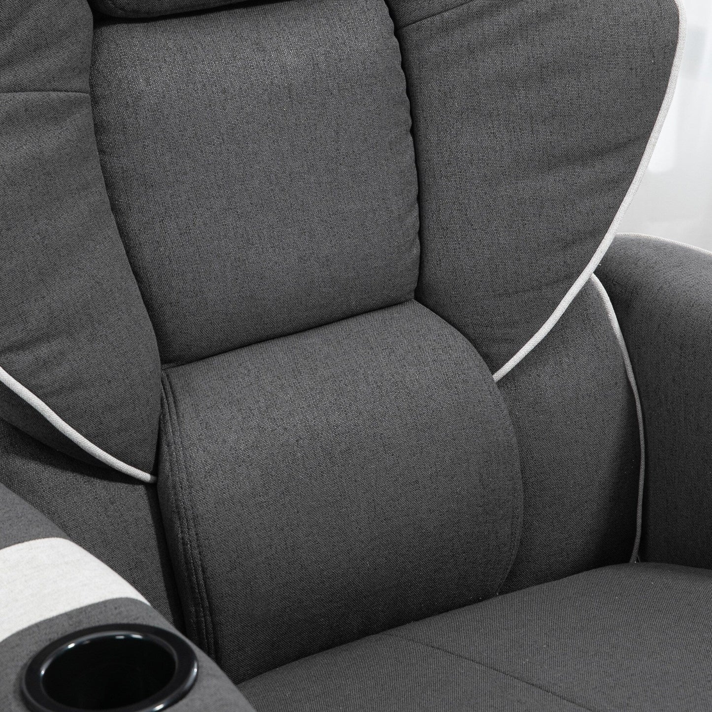 Manual Swivel Recliner Chair Linen Upholstered Lounge Chair with Adjustable Backrest, Footrest and Dual Cup Holders