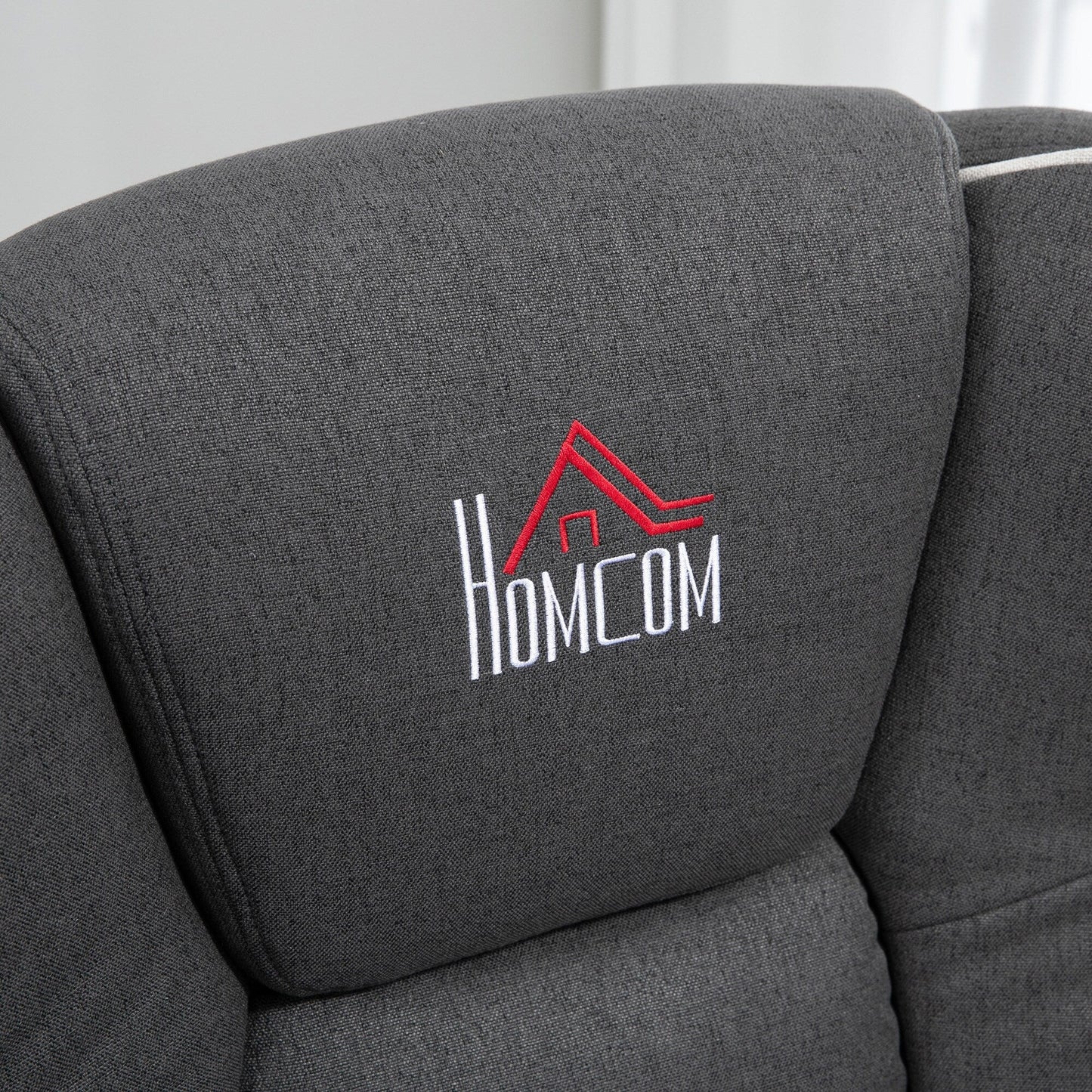 Manual Swivel Recliner Chair Linen Upholstered Lounge Chair with Adjustable Backrest, Footrest and Dual Cup Holders
