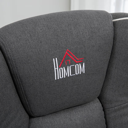 Manual Swivel Recliner Chair Linen Upholstered Lounge Chair with Adjustable Backrest, Footrest and Dual Cup Holders