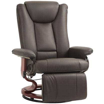 Manual Swivel Recliner Chair PU Leather Lounge Chair Adjustable Backrest Reading Chair with Built in Footrest