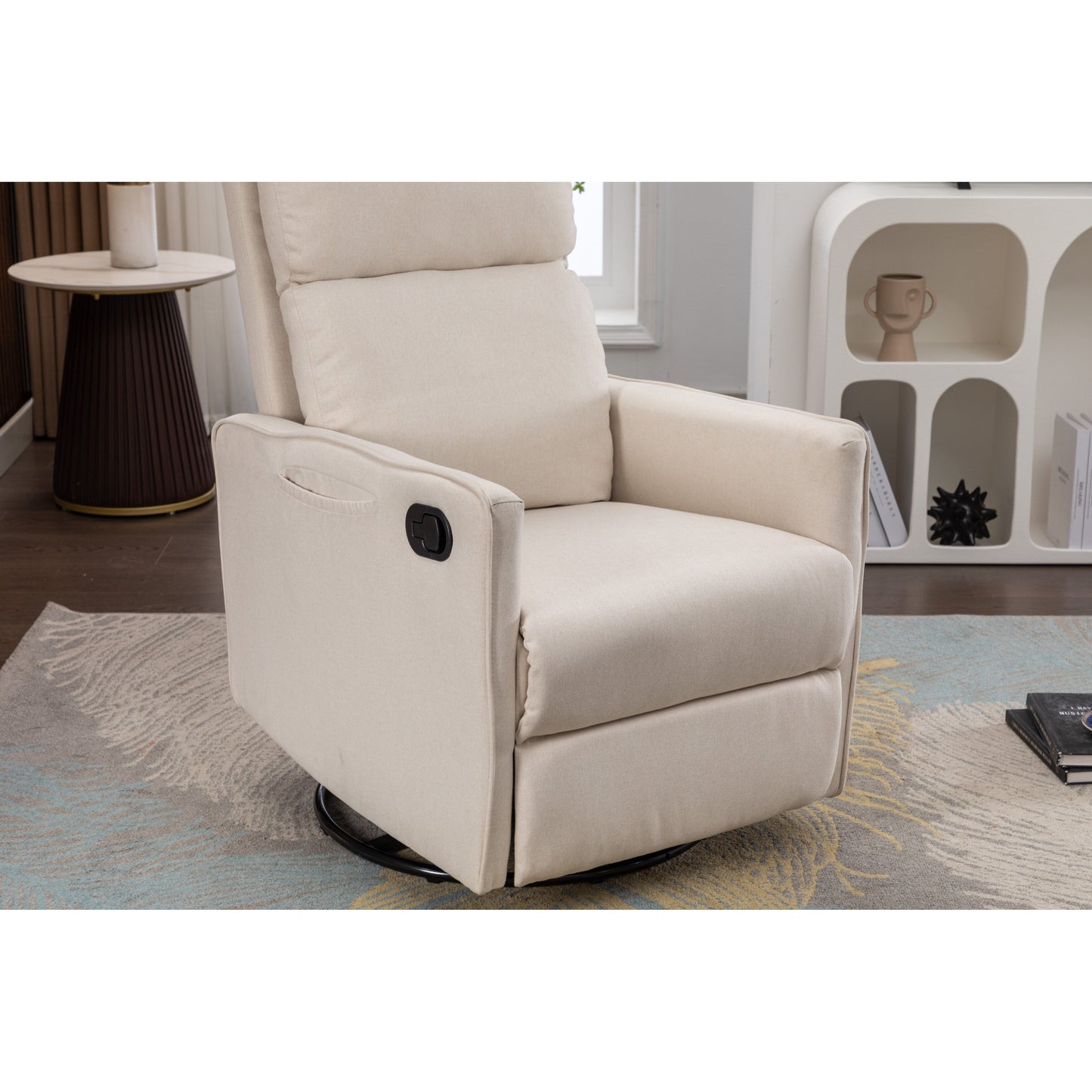 Manual Swivel Rocker Recliner Chair with Adjustable Back & Footrest