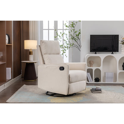 Manual Swivel Rocker Recliner Chair with Adjustable Back & Footrest