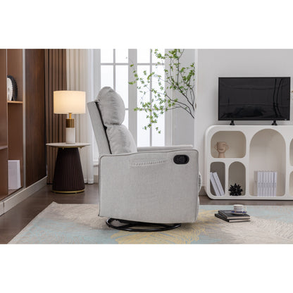 Manual Swivel Rocker Recliner Chair with Adjustable Back & Footrest