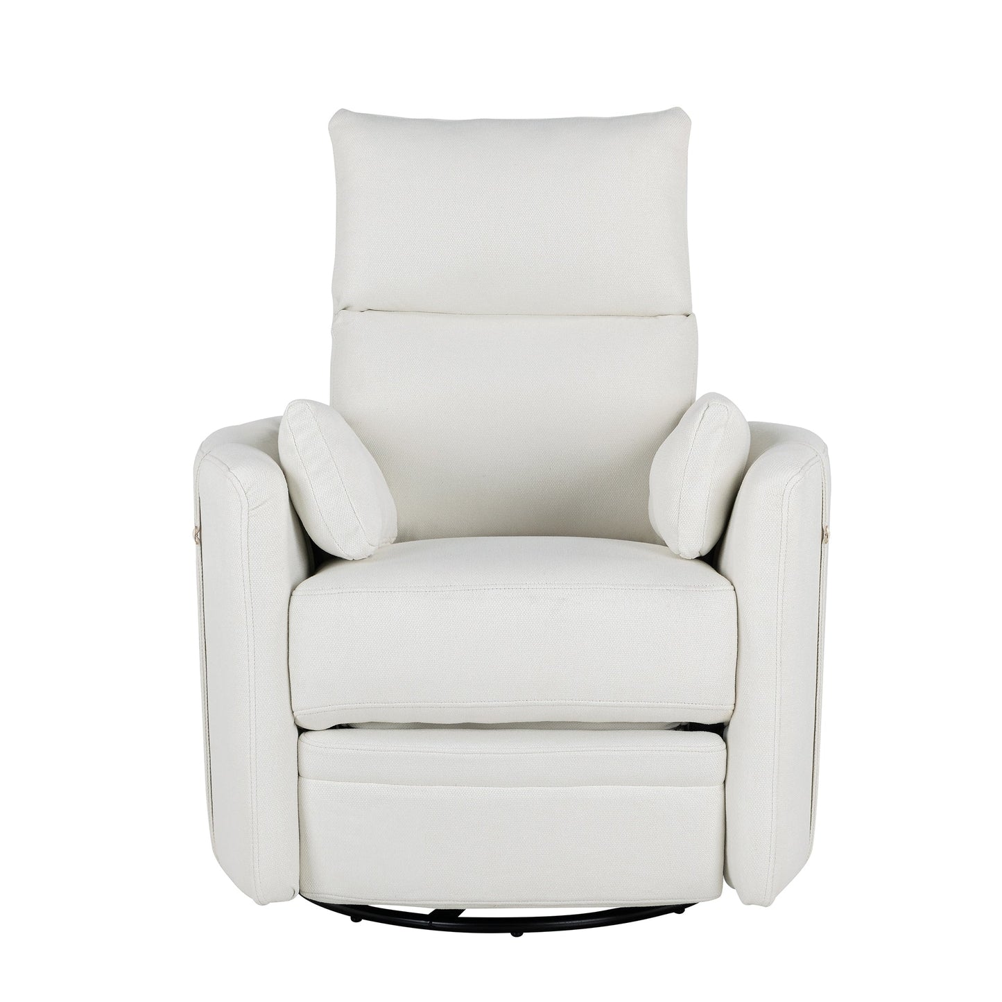 Manual Upholstered Swivel Rocker Recliner with 360° Rotation, Adjustable Backrest, and Removable Support Pillows