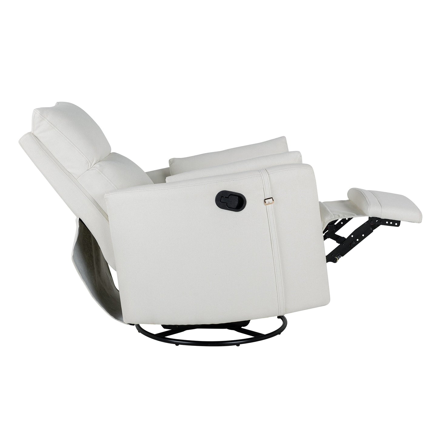 Manual Upholstered Swivel Rocker Recliner with 360° Rotation, Adjustable Backrest, and Removable Support Pillows