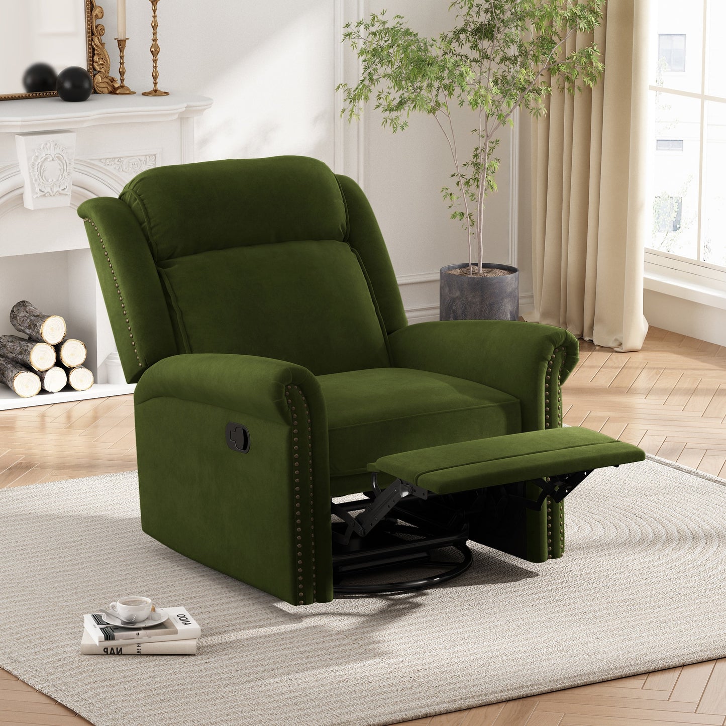 Marloo Modern Swivel Velvet Recliner Chair by Christopher Knight Home