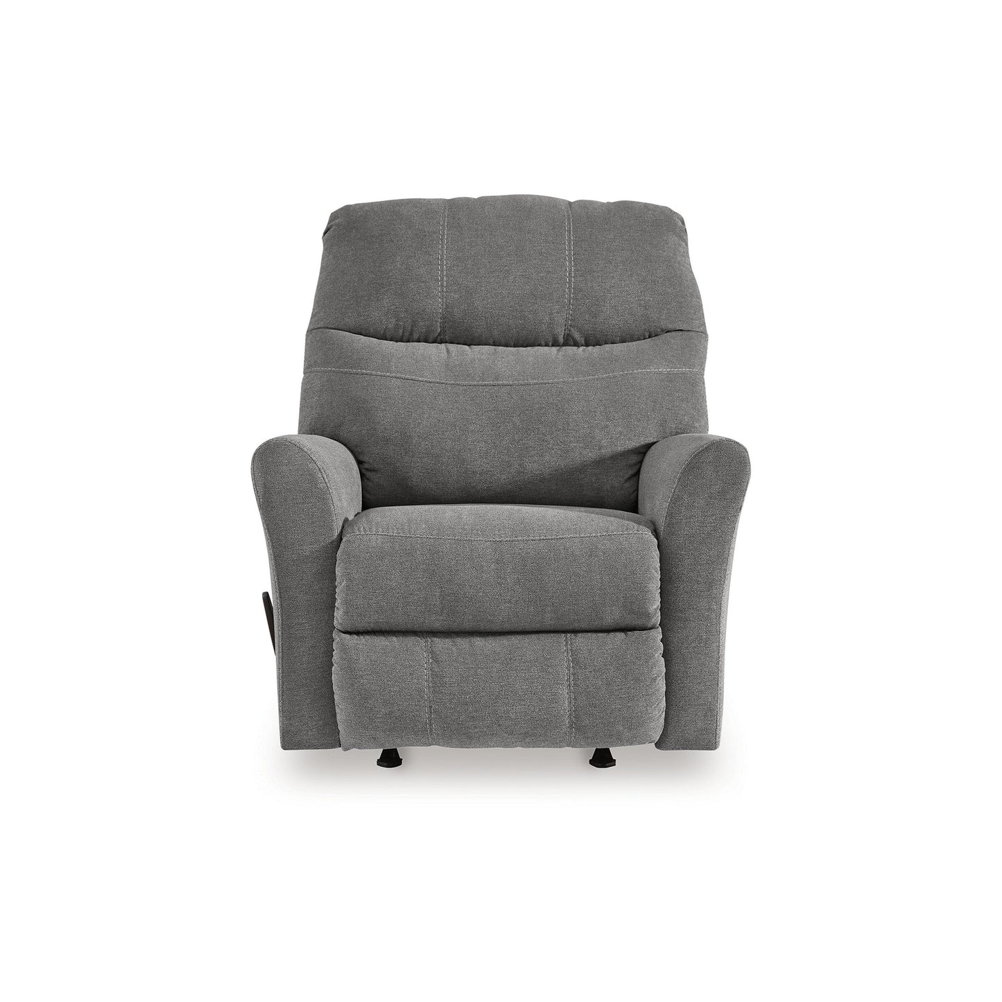 Marlow Manual Recliner Chair, Pull Rocking Motion, Gray Polyester