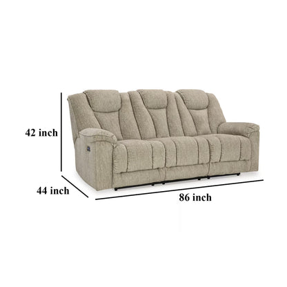 Marsh Power Reclining Sofa, Adjustable Headrest, LED, Beige, 86 Inch