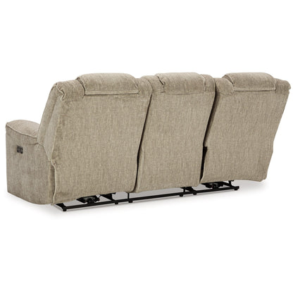 Marsh Power Reclining Sofa, Adjustable Headrest, LED, Beige, 86 Inch